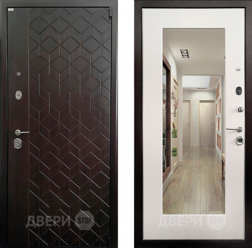 Входная металлическая Дверь Ратибор Квант зеркало 3К Лиственница в Красноармейске