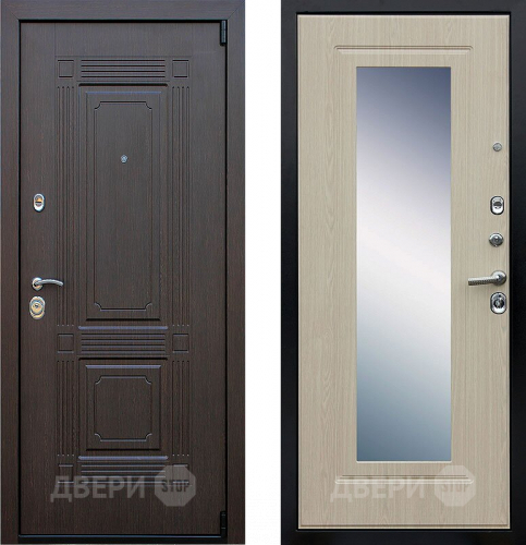 Входная металлическая Дверь Йошкар Викинг с зеркалом Белёный  дуб в Красноармейске