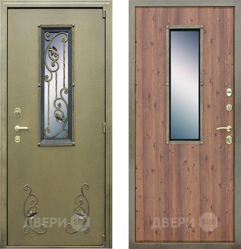 Входная металлическая Дверь Йошкар с окном и ковкой в Красноармейске