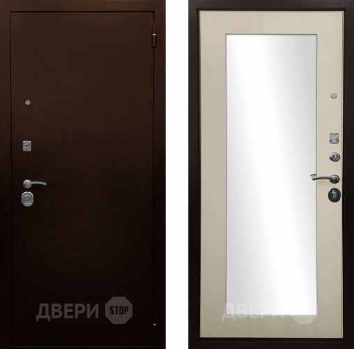 Входная металлическая Дверь Ратибор Оптима 3К зеркало Лиственница беж в Красноармейске
