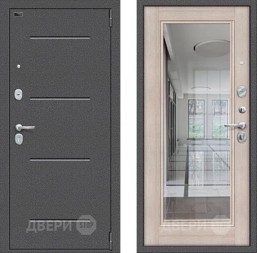 Входная металлическая Дверь Bravo Porta S-2 104/П61 с зеркалом Капучино в Красноармейске