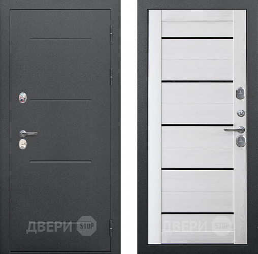 Дверь Цитадель Isoterma Серебро/Астана милки (черная лакобель) в Красноармейске