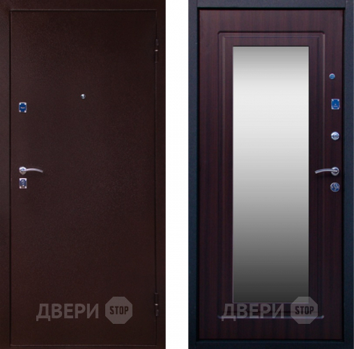 Входная металлическая Дверь СТОП Медь ЗЕРКАЛО Венге в Красноармейске