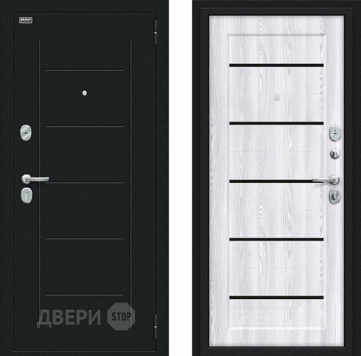 Входная металлическая Дверь Bravo Борн Букле черное/Riviera Ice в Красноармейске
