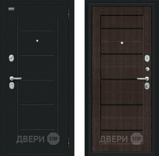 Входная металлическая Дверь Bravo Борн Букле черное/Wenge Veralinga в Красноармейске