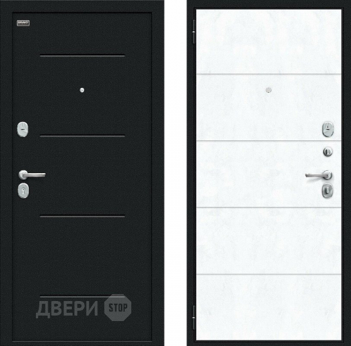 Входная металлическая Дверь внутреннего открывания Bravo Граффити-1 Инсайд Букле черное/Snow Art в Красноармейске