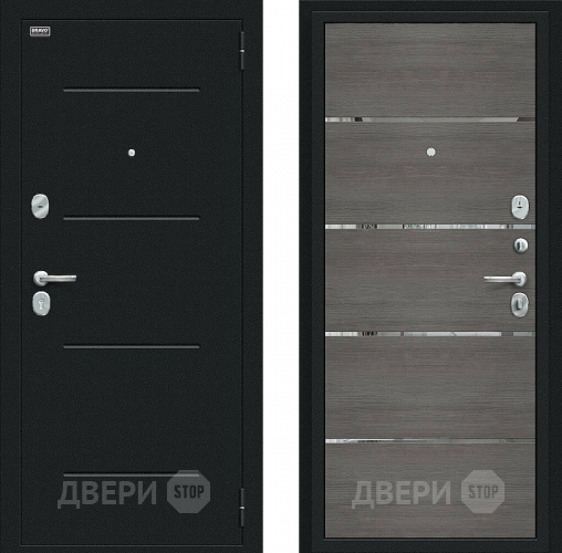 Входная металлическая Дверь Bravo Лайн Букле черное/Grey Veralinga в Красноармейске