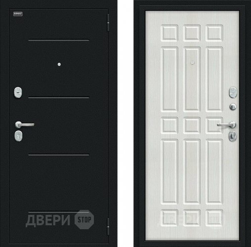 Входная металлическая Дверь Bravo Мило Букле черное/Bianco Veralinga в Красноармейске