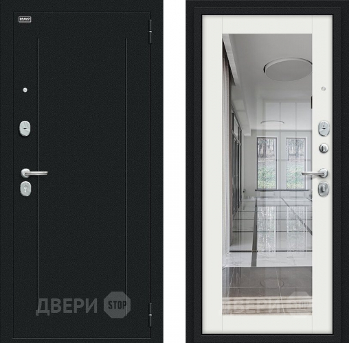 Входная металлическая Дверь Bravo Флэш Букле черное/Bianco Veralinga в Красноармейске