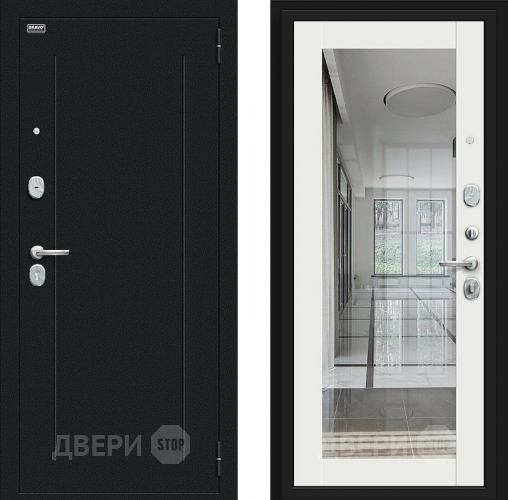 Входная металлическая Дверь Bravo Флэш Букле черное/Off-white в Красноармейске