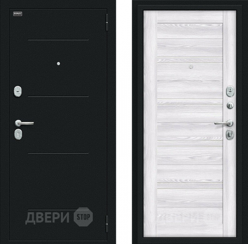 Входная металлическая Дверь Bravo Сити Kale Букле черное/Riviera Ice в Красноармейске