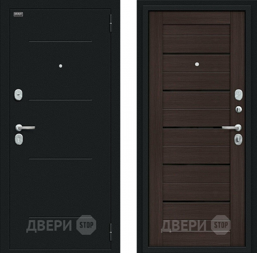 Входная металлическая Дверь Bravo Техно Kale Букле черное/Wenge Veralinga в Красноармейске