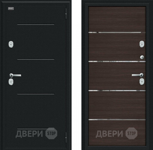Входная металлическая Дверь Bravo Thermo Лайн Букле черное/Wenge Veralinga в Красноармейске