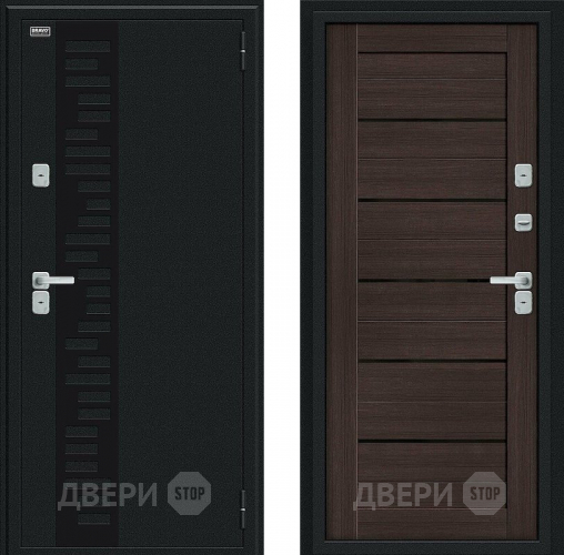 Дверь Bravo Thermo Техно Декор Букле черное/Wenge Veralinga в Красноармейске