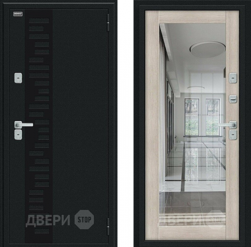 Входная металлическая Дверь Bravo Thermo Флэш Декор Букле черное/Cappuccino Veralinga в Красноармейске