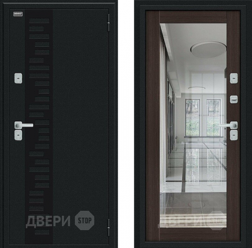 Дверь Bravo Thermo Флэш Декор Букле черное/Wenge Veralinga в Красноармейске