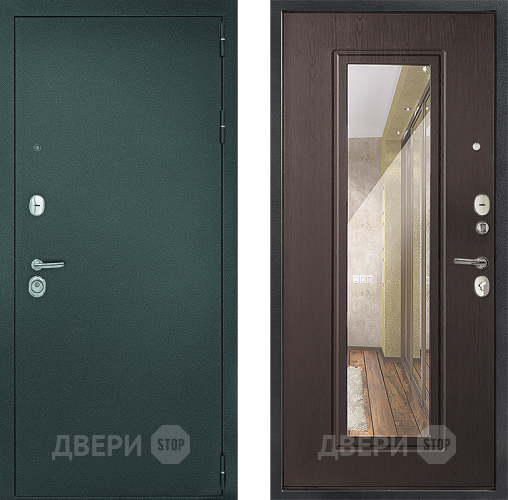 Дверь Дверной Континент Рубикон Серебро Зеркало Венге в Красноармейске
