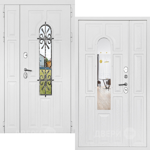 Входная металлическая Дверь Дверной Континент Лион Двустворчатая Белая в Красноармейске