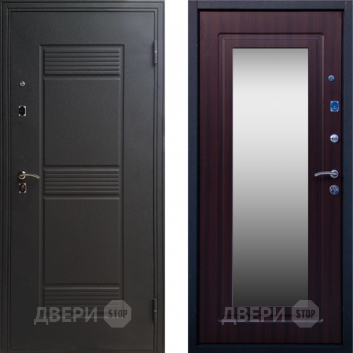Входная металлическая Дверь СТОП ЗЕРКАЛО Венге в Красноармейске