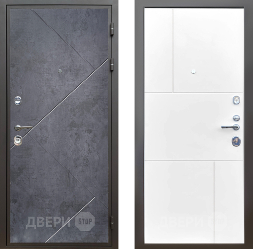 Входная металлическая Дверь Шелтер (SHELTER) Комфорт Бетон урбан индиго 8 Белый матовый в Красноармейске