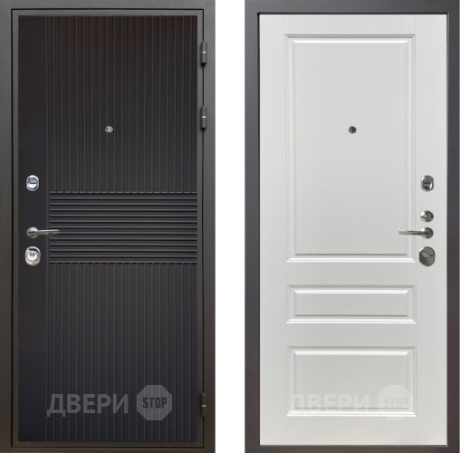Дверь Шелтер (SHELTER) Комфорт Черная шагрень 1 Белый ясень в Красноармейске
