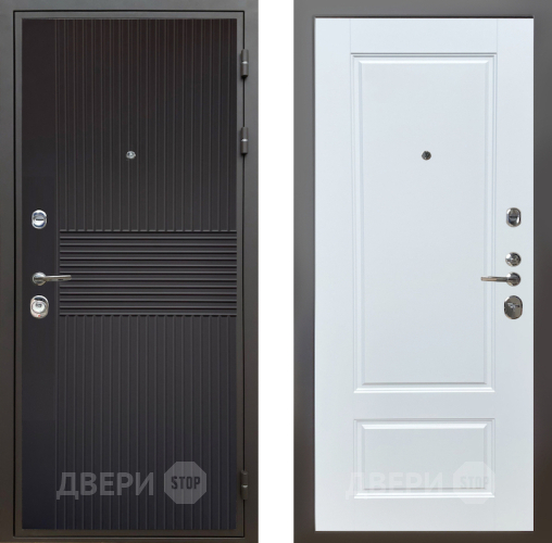 Входная металлическая Дверь Шелтер (SHELTER) Комфорт Черная шагрень 4 Белый матовый в Красноармейске