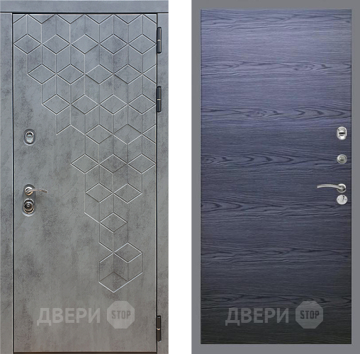 Входная металлическая Дверь Стоп БЕТОН Гладкая Дуб тангенальный черный в Красноармейске