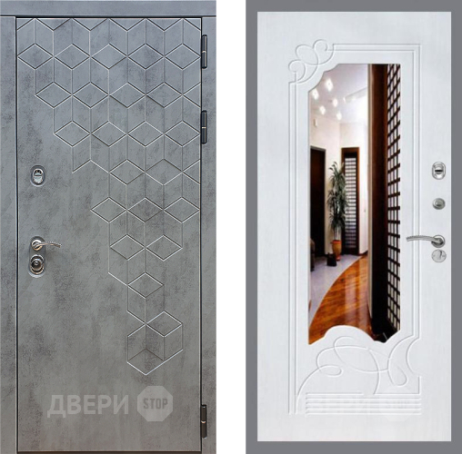 Входная металлическая Дверь Стоп БЕТОН ЗкркалоФЛ-147 Ясень белый в Красноармейске