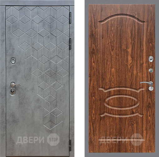 Входная металлическая Дверь Стоп БЕТОН ФЛ-128 орех тисненый в Красноармейске