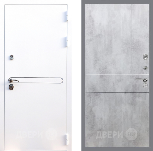 Входная металлическая Дверь Стоп Лайн Вайт ФЛ-290 Бетон светлый в Красноармейске