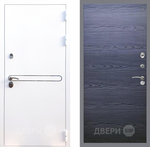Входная металлическая Дверь Стоп Лайн Вайт Гладкая Дуб тангенальный черный в Красноармейске