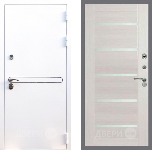Входная металлическая Дверь Стоп Лайн Вайт СБ-14 Лиственница беж в Красноармейске