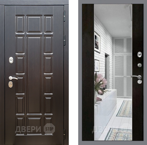 Входная металлическая Дверь Стоп НЬЮ ЙОРК Зеркало СБ-16 Венге в Красноармейске