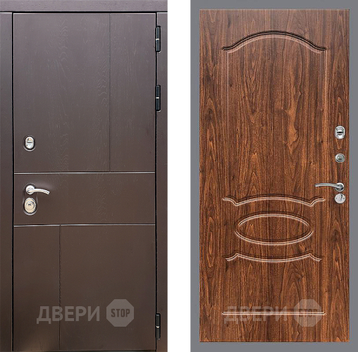 Входная металлическая Дверь Стоп УРБАН ФЛ-128 орех тисненый в Красноармейске