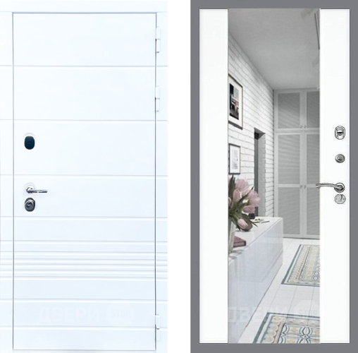 Входная металлическая Дверь Стоп ТРЕНДО Зеркало СБ-16 Силк Сноу в Красноармейске