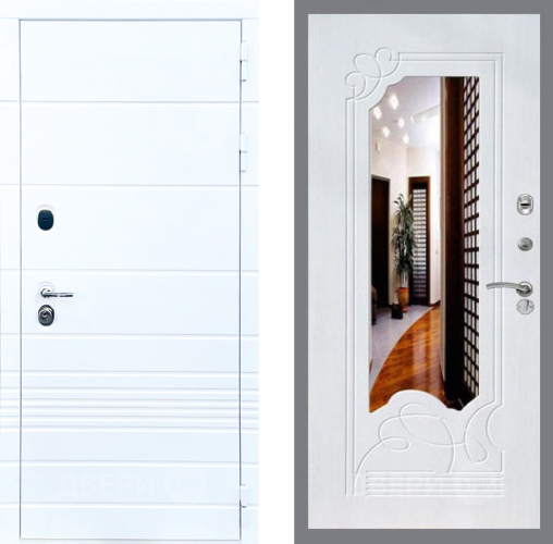 Входная металлическая Дверь Стоп ТРЕНДО ЗкркалоФЛ-147 Ясень белый в Красноармейске