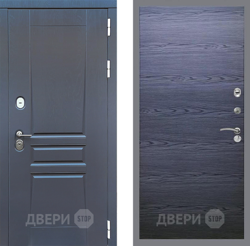 Входная металлическая Дверь Стоп ПЛАТИНУМ Гладкая Дуб тангенальный черный в Красноармейске