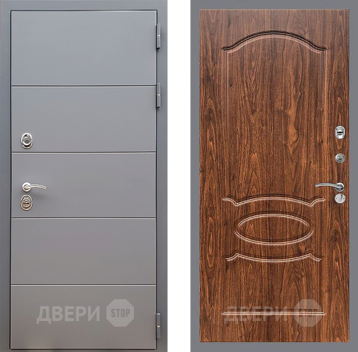 Входная металлическая Дверь Стоп АРТ ГРАФИТ ФЛ-128 орех тисненый в Красноармейске