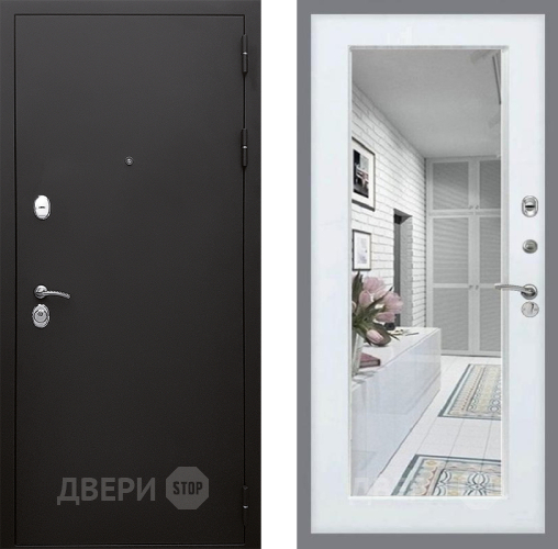 Дверь Стоп КЛАССИК Шагрень Зеркало Белый ясень в Красноармейске