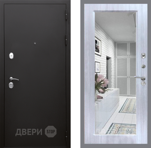 Входная металлическая Дверь Стоп КЛАССИК Шагрень Зеркало Сандал белый в Красноармейске