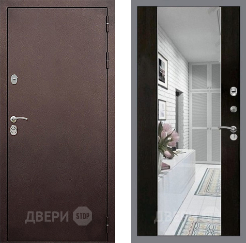 Входная металлическая Дверь Стоп КЛАССИК Медь Зеркало СБ-16 Венге в Красноармейске