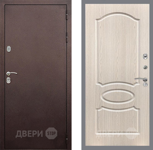 Входная металлическая Дверь Стоп КЛАССИК Медь ФЛ-128 Беленый дуб в Красноармейске