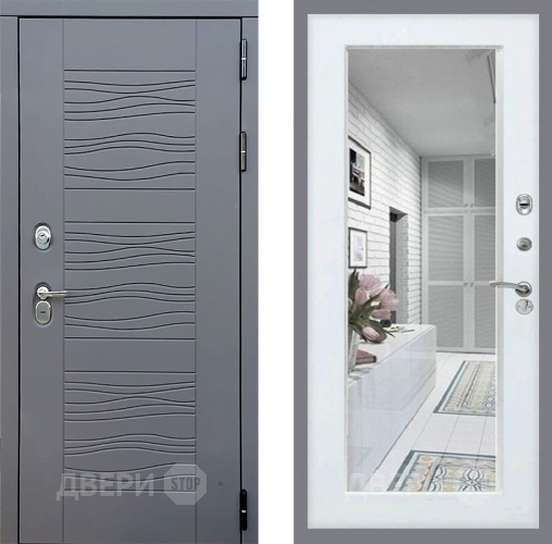 Входная металлическая Дверь Стоп СКАНДИ Зеркало Белый ясень в Красноармейске