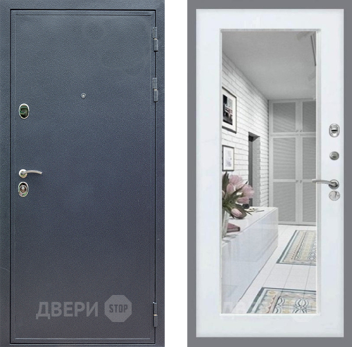 Входная металлическая Дверь Стоп СИЛЬВЕР Зеркало Белый ясень в Красноармейске