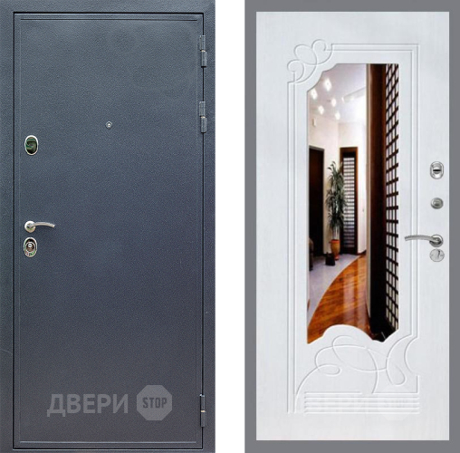 Входная металлическая Дверь Стоп СИЛЬВЕР ЗкркалоФЛ-147 Ясень белый в Красноармейске