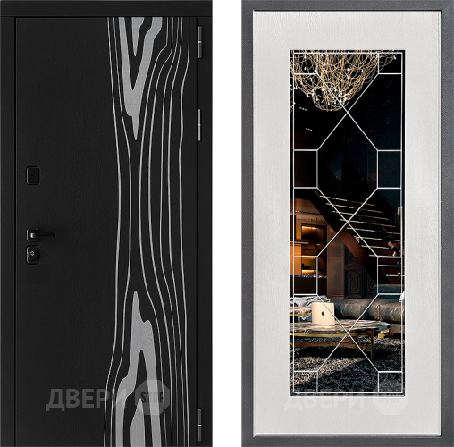 Входная металлическая Дверь Дверной континент ДК-12 ФЛ-Тиффани Зеркало Белое дерево в Красноармейске