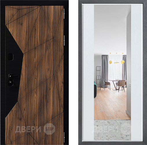 Входная металлическая Дверь Дверной континент ДК-11 ФЛЗ-1 Зеркало Белое дерево в Красноармейске