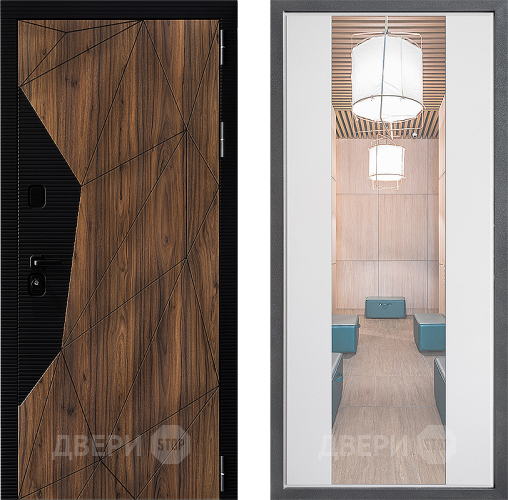 Входная металлическая Дверь Дверной континент ДК-11 ФЛЗ-1 Зеркало Белый софт в Красноармейске