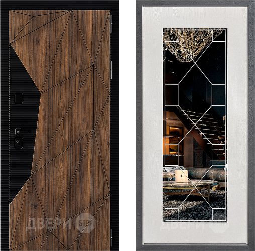 Входная металлическая Дверь Дверной континент ДК-11 ФЛ-Тиффани Зеркало Белое дерево в Красноармейске