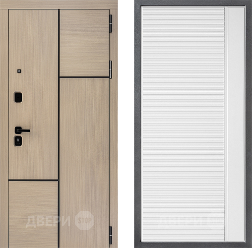 Входная металлическая Дверь Дверной континент ДК-14 ФЛ-757 Белое Стекло Софт милк в Красноармейске